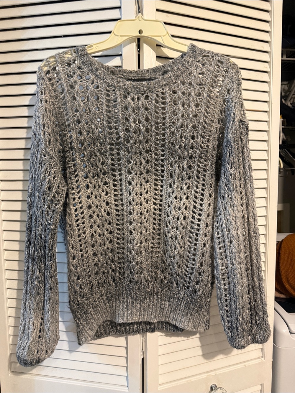 New York and Company women’s Grey Open-Knit Pullover Sweater